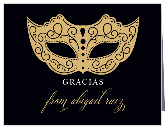 Masquerade Mask Foil  Quinceañera Thank You Cards