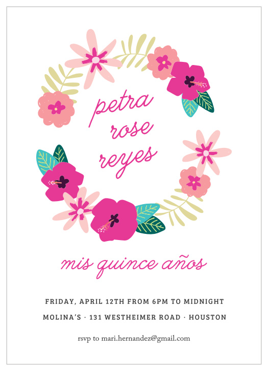 Our Painted Flowers Quinceañera Party Invitations are as feminine as they are floral. 