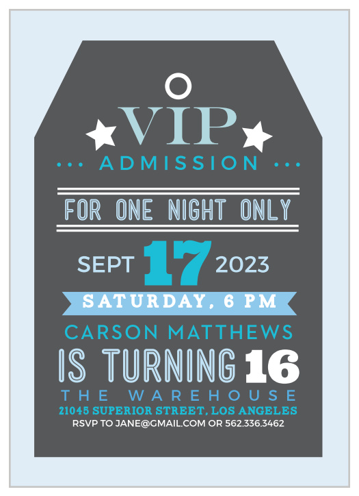 Using a variety of different fonts and shades of blue, this card has been illustrated excellently to look and feel like an elite and authentic "VIP Tag".