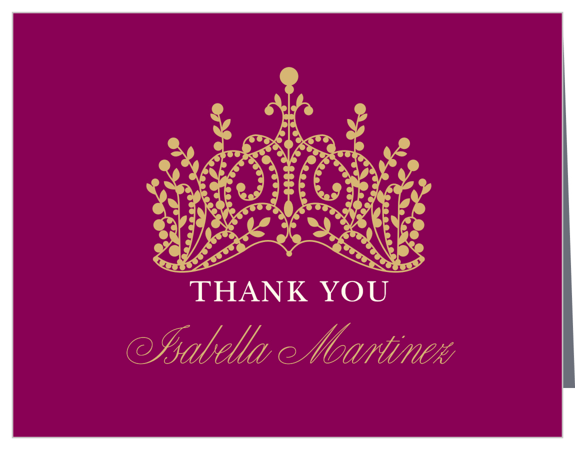 Princess Quince Foil Quinceañera Thank You Cards