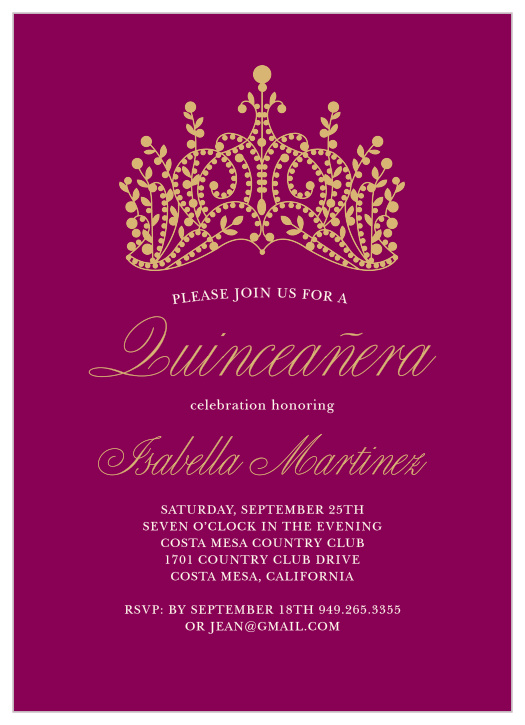 Make your daughter feel like royalty for her quinceañera with our Princess Quince Quinceañera Party Invitation.