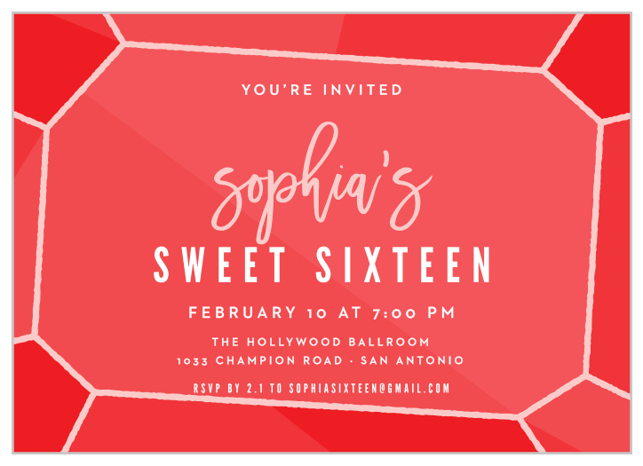 Glittery Gemstone Sweet Sixteen Party Invitations are a glamorous card for a glamorous sweet sixteen!