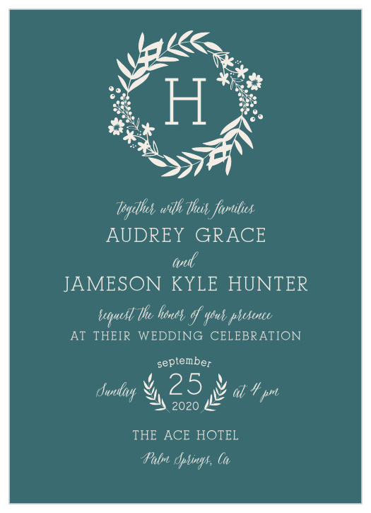 Our Blooming Monogram Wedding Invitations are topped with your last initial in a classically beautiful typeface, which we've then encircled with blooming flowers in a gorgeous shining silver.
