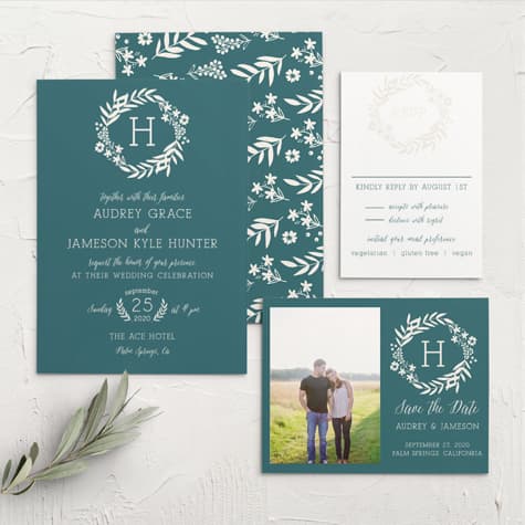 Blooming Monogram Wedding Invitations