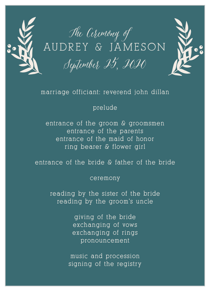 Blooming Monogram Wedding Programs