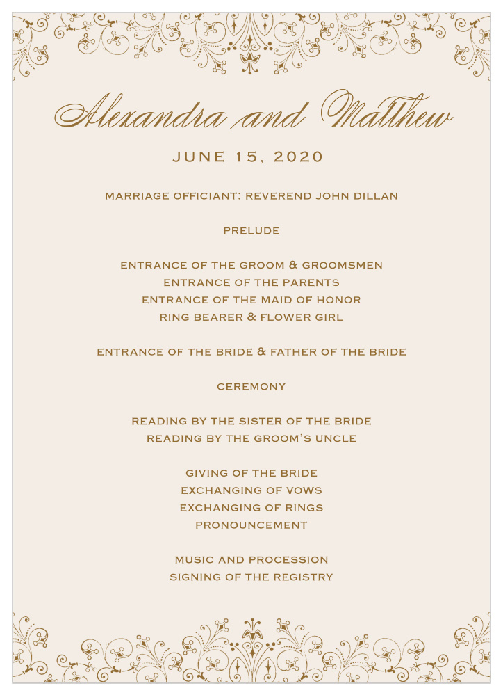 Floral Filigree Wedding Programs