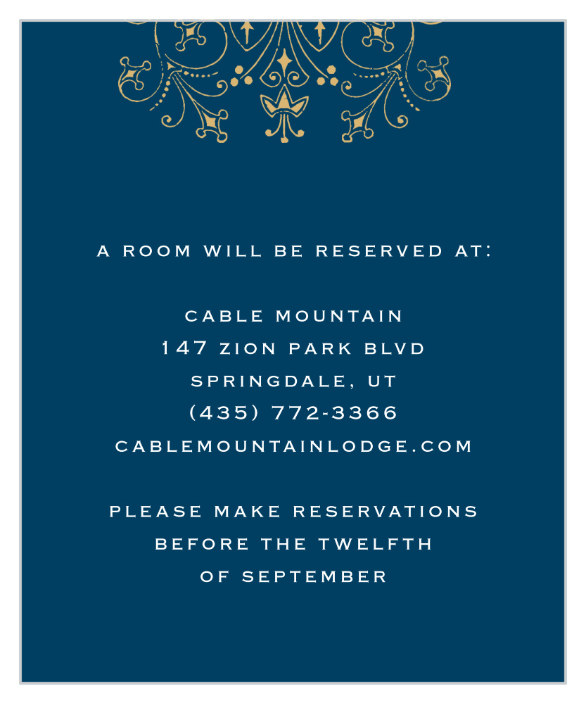 Floral Filigree Foil Accommodation Cards
