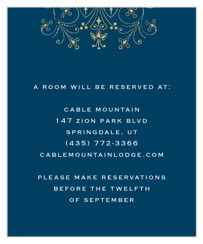 Floral Filigree Foil Accommodation Cards