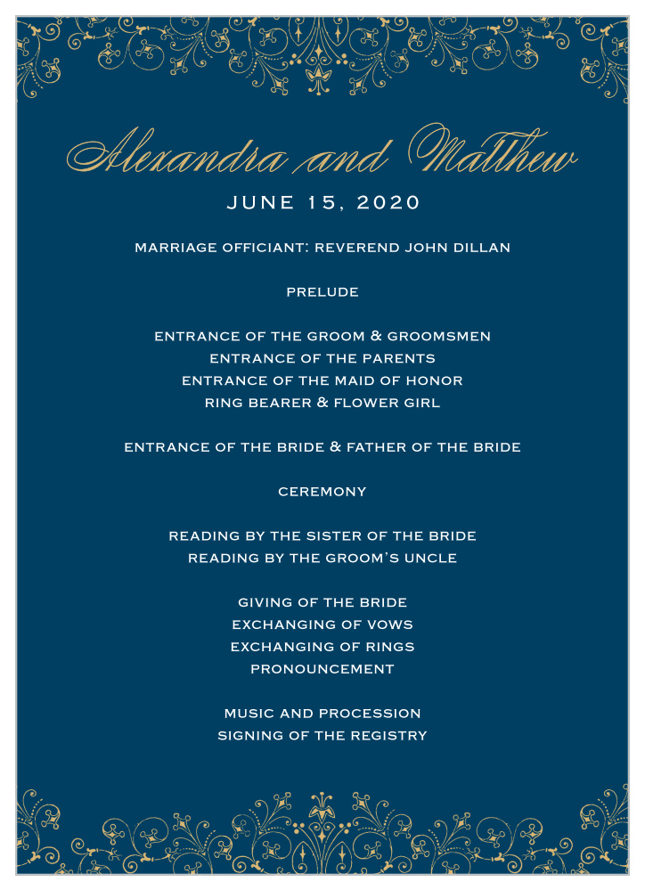 Floral Filigree Foil Wedding Programs