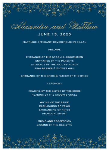 Floral Filigree Foil Wedding Programs