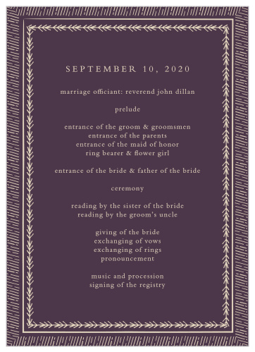 Ornate Frame Wedding Programs