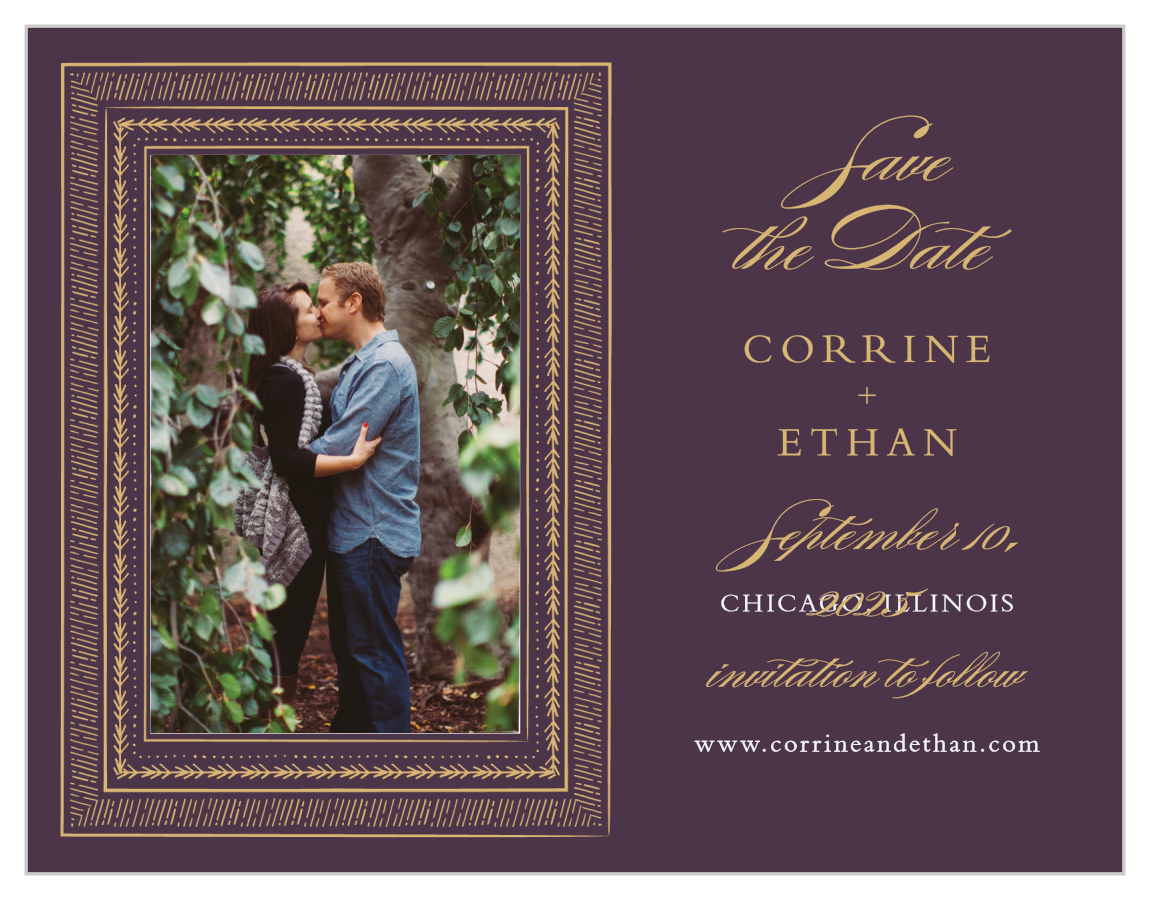 Ornate Frame Foil Save the Date Cards