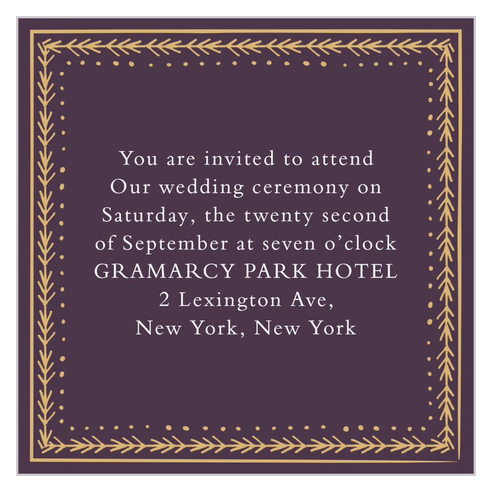 Ornate Frame Foil Ceremony Cards