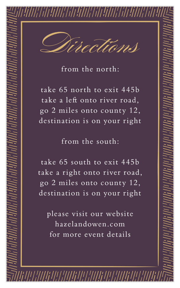 Ornate Frame Foil Direction Cards