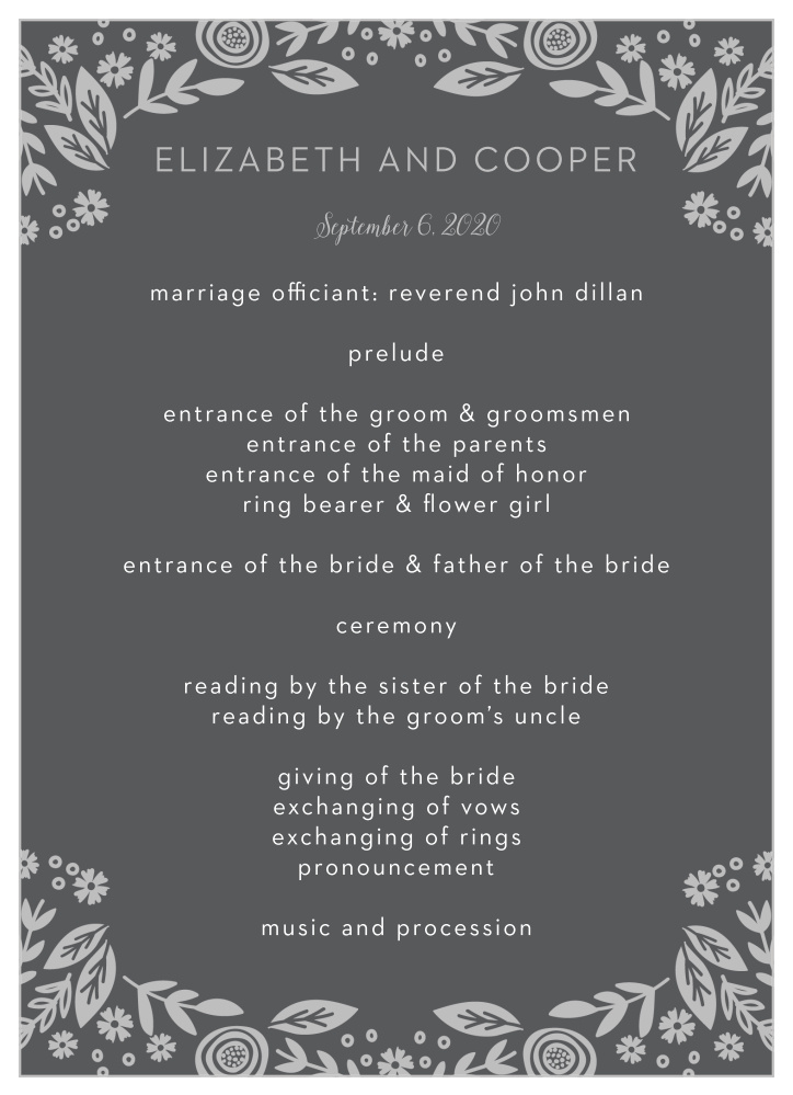 Gardens Abound Foil Wedding Programs