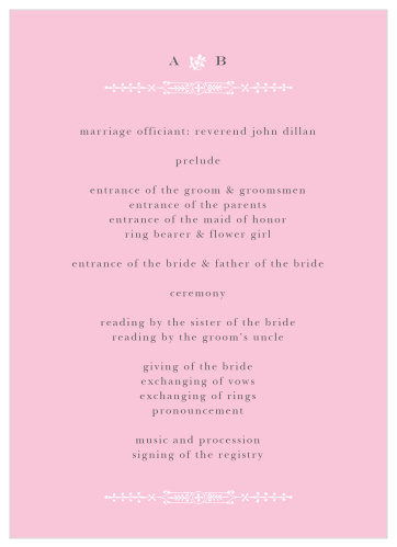 Let your guest know what to expect at your wedding using the Subtle Elegance Wedding Programs.