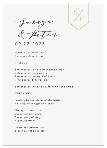 Minimalist Pennant Wedding Programs