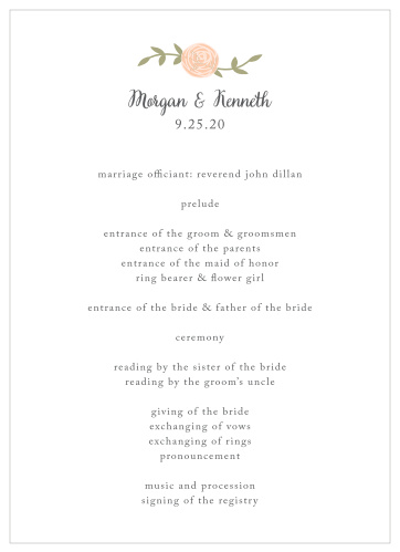 Let your guest know what to expect at your wedding using the Rustic Nature Wedding Programs.