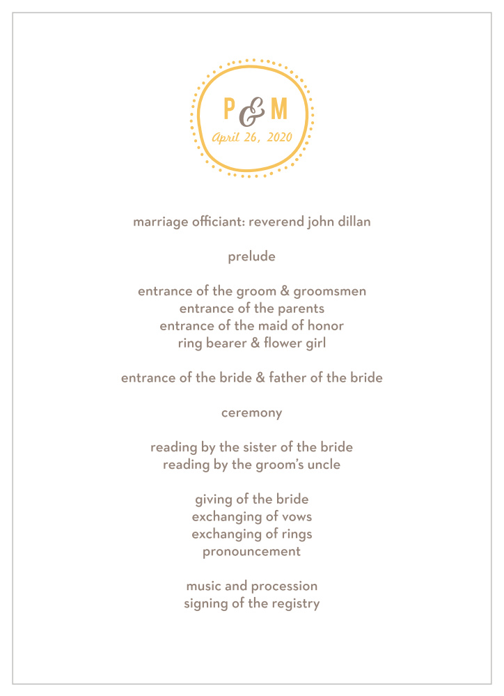Pretty Playfulness Wedding Programs