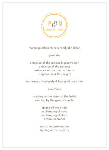 Pretty Playfulness Wedding Programs
