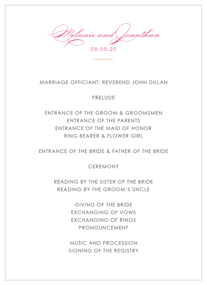 Modern Script Wedding Programs