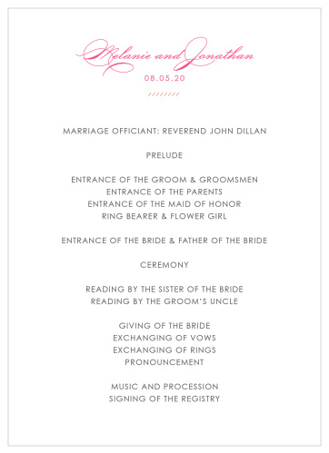 Let your guest know what to expect at your wedding using the Modern Script Wedding Programs.