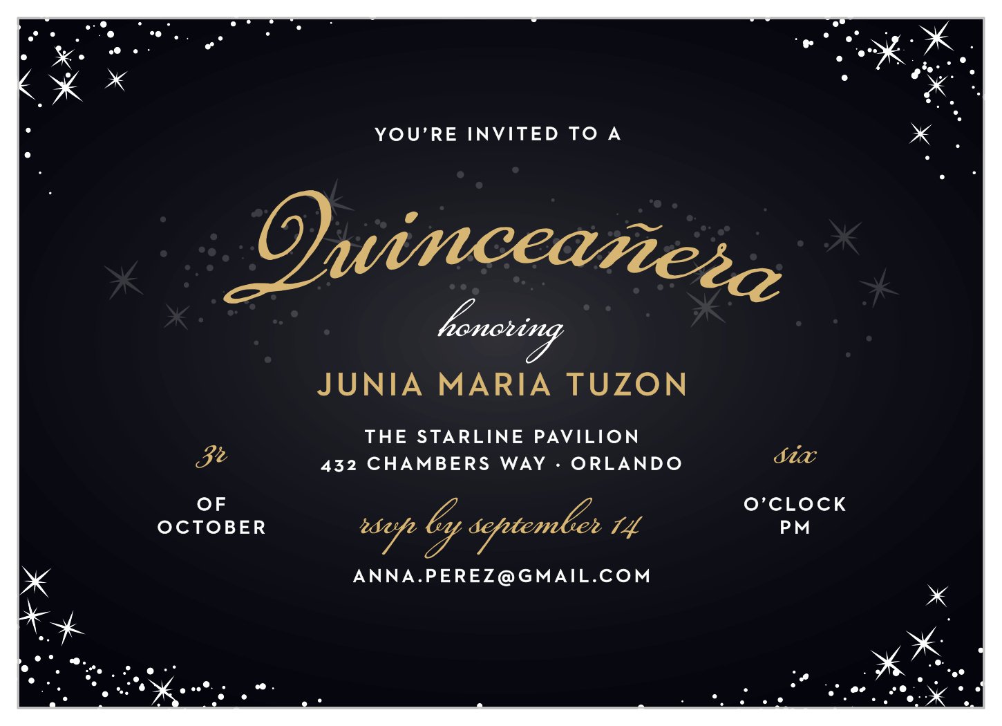 Sparkle Dust Foil Quinceañera Invitations