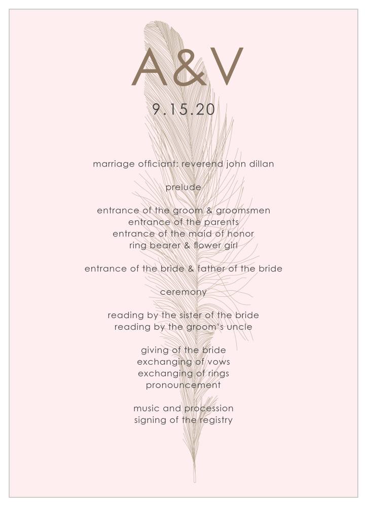 Light As A Feather Wedding Programs