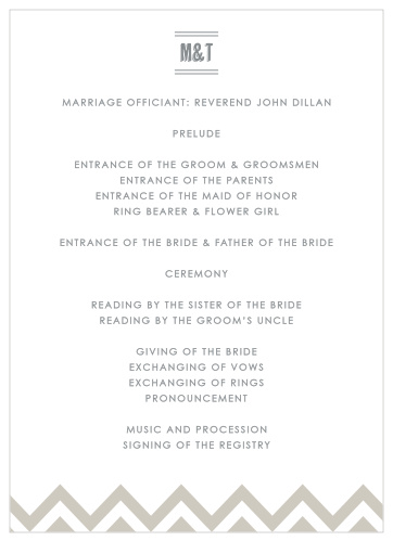 Place to Be Wedding Programs