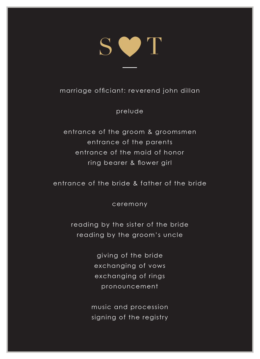 Refined Type Foil Wedding Programs