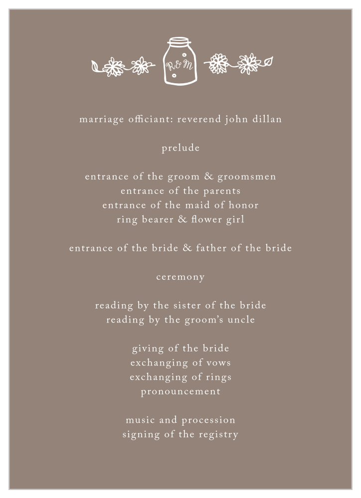 Rustic Barn Wedding Programs