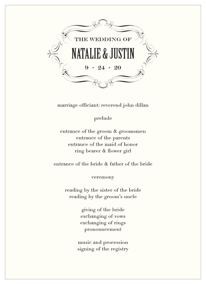 Ex Libris Wedding Programs