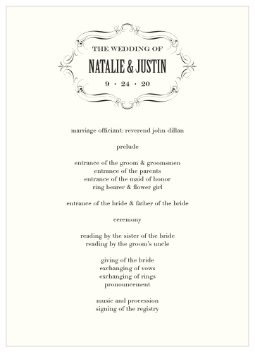 Let your guest know what to expect at your wedding using the Ex Libris Wedding Programs.