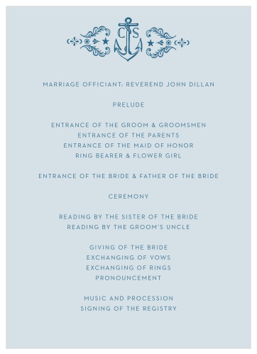 Love can be very much like the sea, unyielding, breathtaking, and even rocky at times, the High Seas Wedding Programs perfectly encompass this notion with their vintage, nautical design.