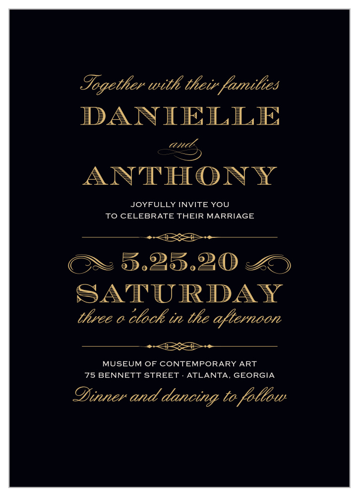 Lovely Vintage Foil Wedding Invitations