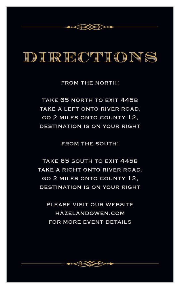 Lovely Vintage Foil Direction Cards