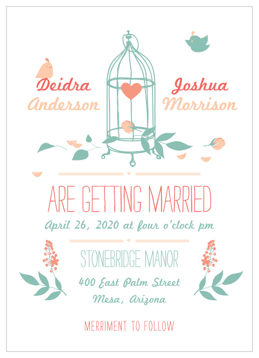 The Love Birds Wedding Invitations will give your guests the illusion of being in an enchanted garden, rousing in them feelings of wonder and delight. 
