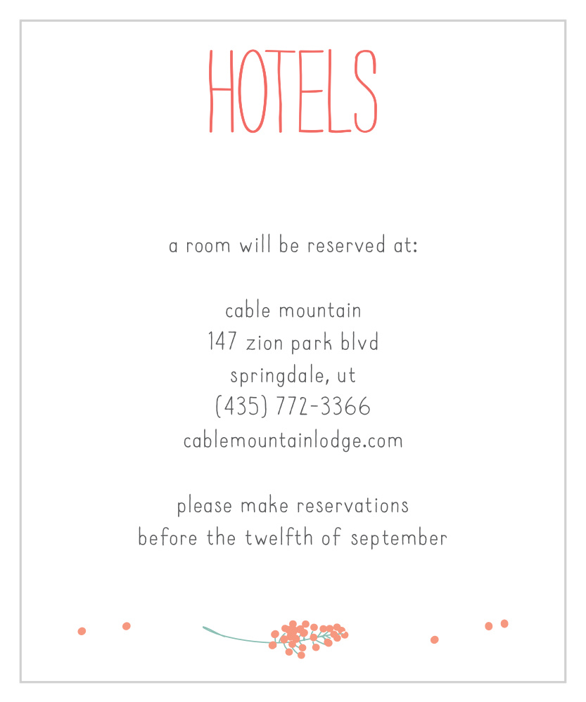 Love Birds Accommodation Cards