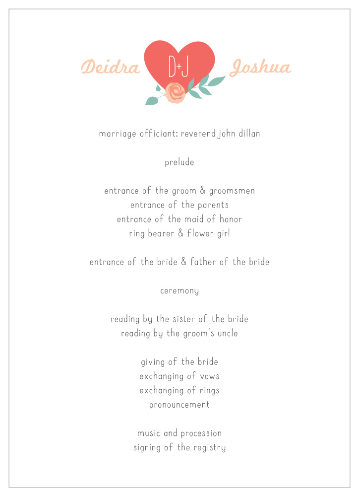 Love Birds Wedding Programs