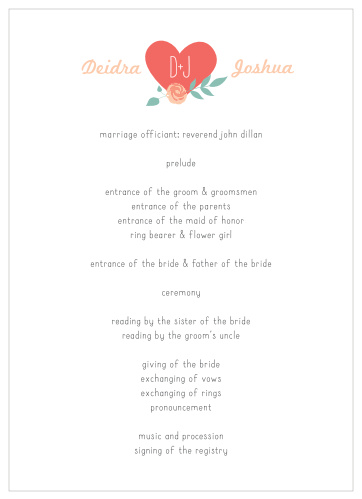 The Love Birds Wedding Programs will give your guests the illusion of being in an enchanted garden, rousing in them feelings of both wonder and delight as they prepare for a magical evening!