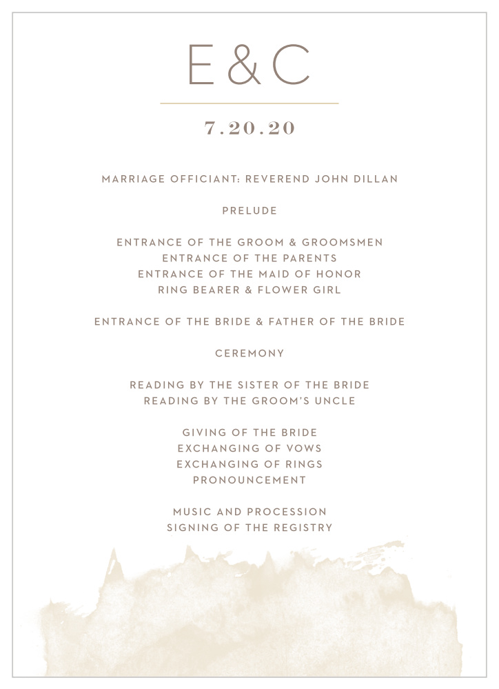 Modern Gold Wedding Programs