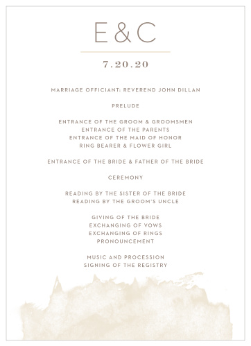 Guide your guests through each beautiful moment in your ceremony with our Modern Gold Wedding Programs.