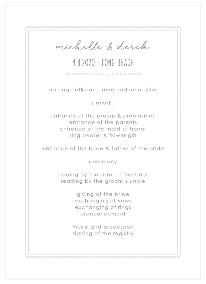 Keep It Simple Wedding Programs