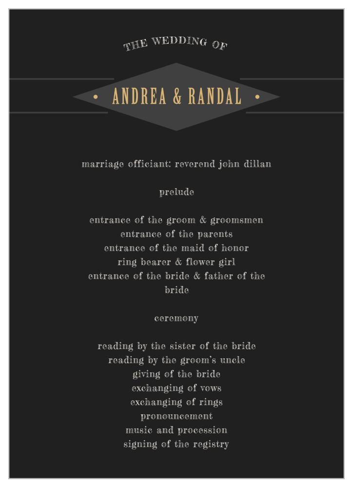Diamond Field Foil Wedding Programs