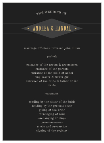 Diamond Field Foil Wedding Programs