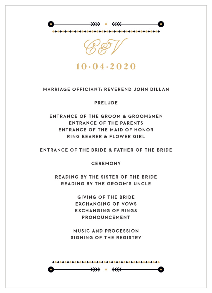 Modern Story Foil Wedding Programs