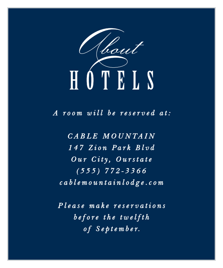 Ribbon & Damask Accommodation Cards