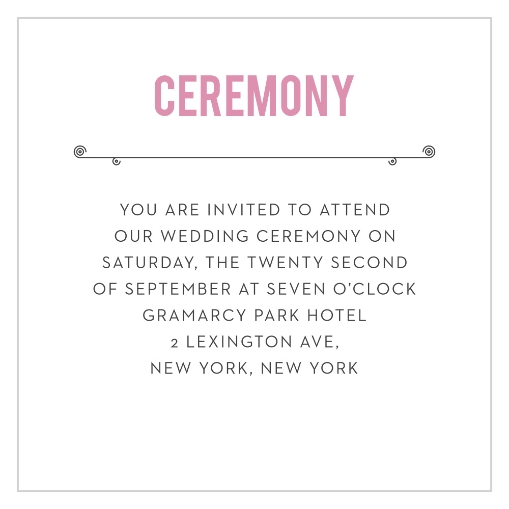 Just My Type Ceremony Cards