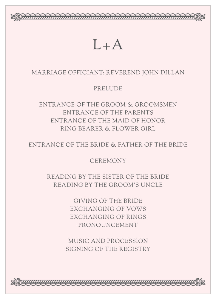 Rosette Border Wedding Programs