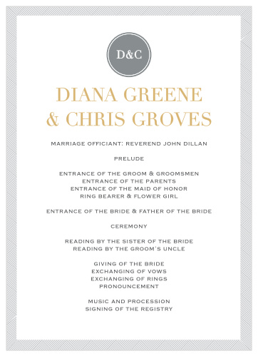 Simply Modern Foil Wedding Programs